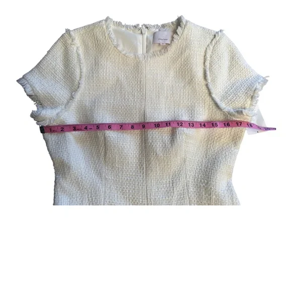 Cinq à Sept Nova Tweed Cream Fit & Flare Pleated Mini Dress-NWT Size 8